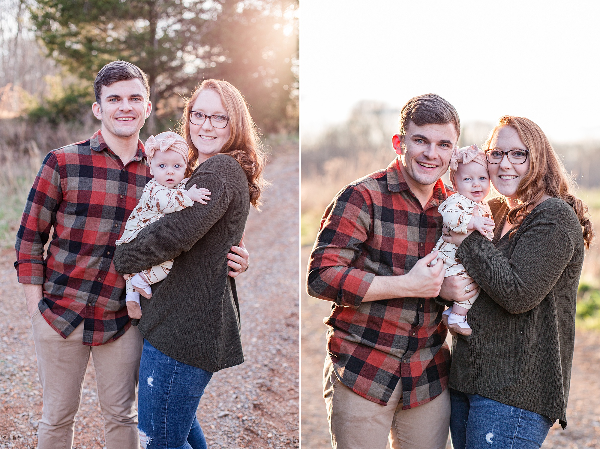couple poses with small baby during Family Portraits in Tennessee 