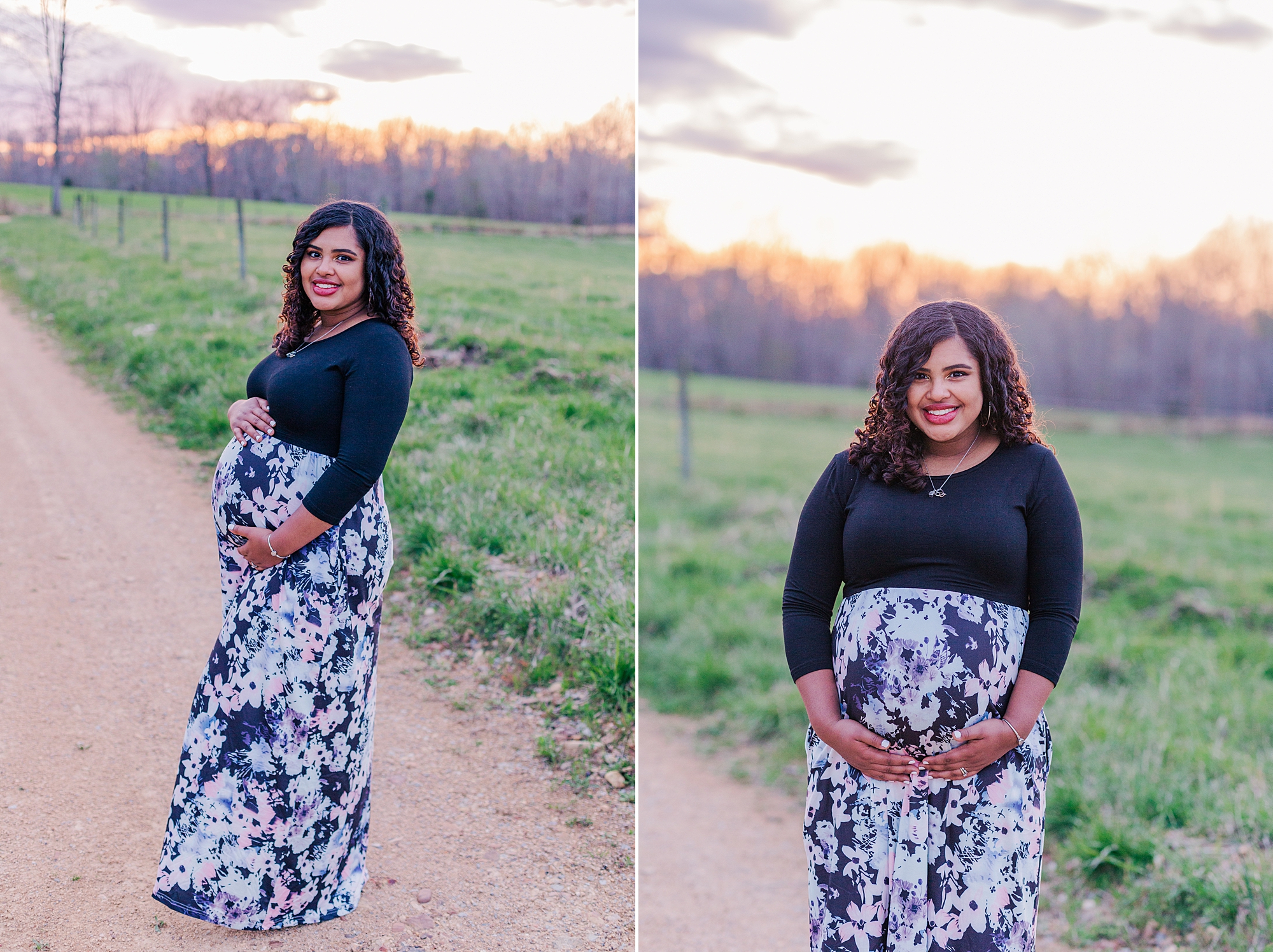  sunset maternity session along country road in Lyles TN