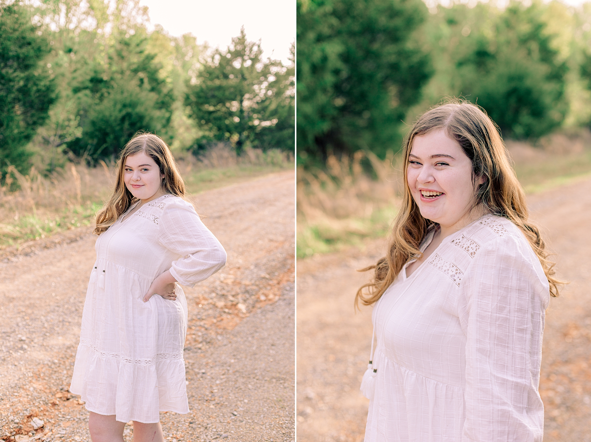 girl poses on dirt road during Tennessee senior portraits 